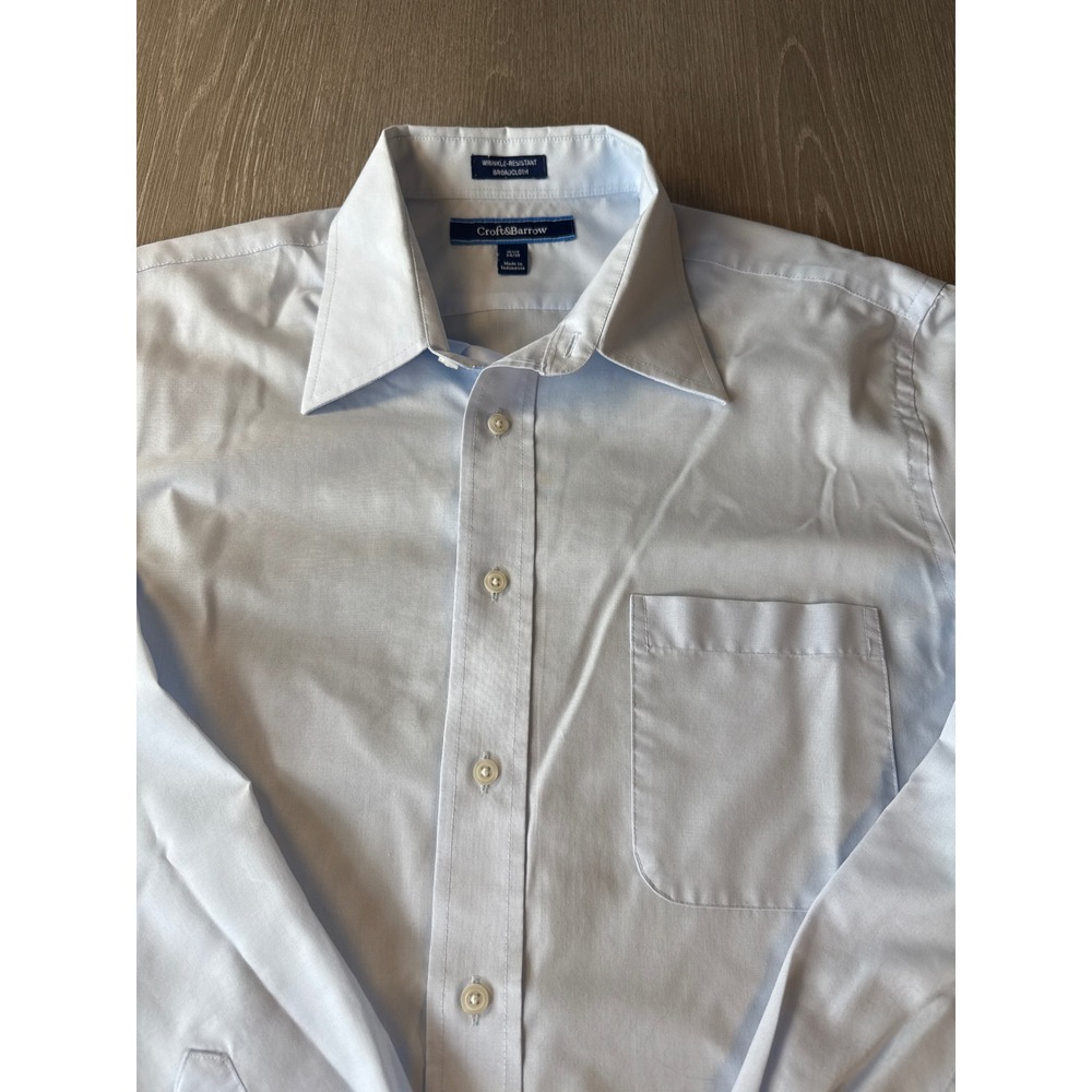 Croft & Barrow Men's Light Blue Dress Shirt Wrinkle Resistant 16.5 34/35